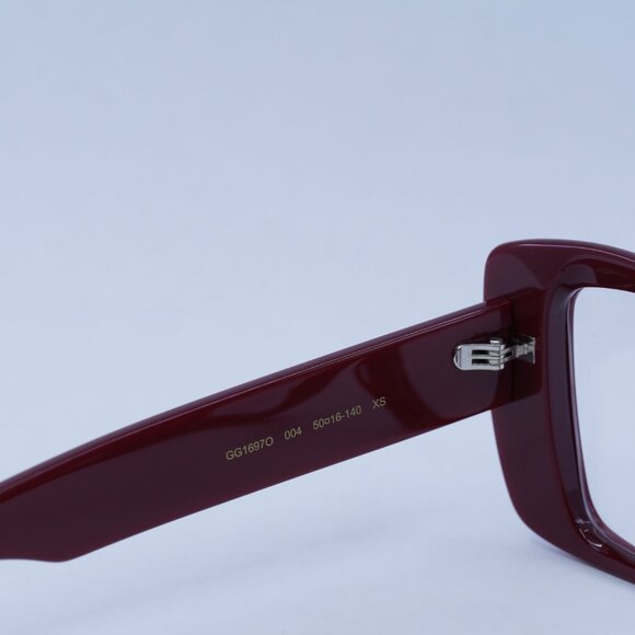 🕶️ New Gucci GG1697O 004 Eyeglasses - Shiny Burgundy Frame - Picture 7 of 10